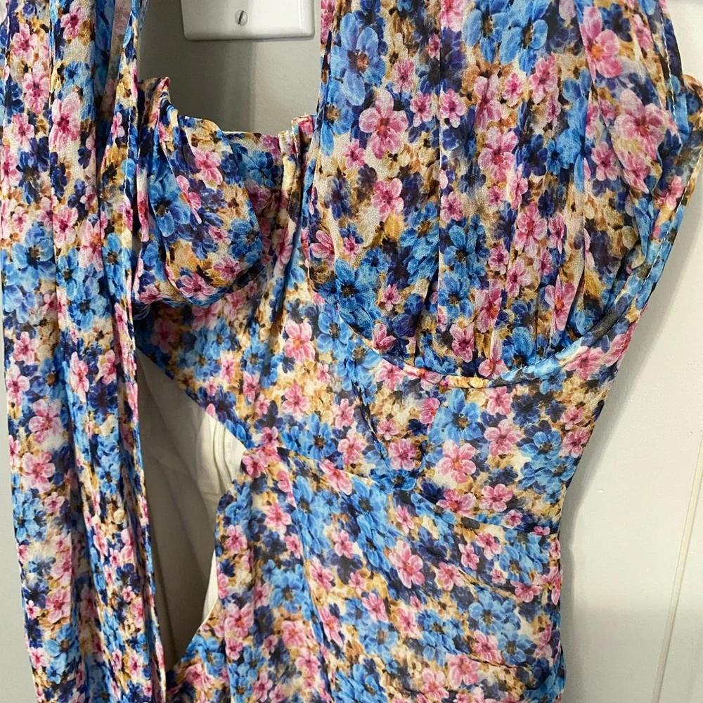 Hello Molly Blue Floral Asymmetrical Dress - Picture 3 of 6